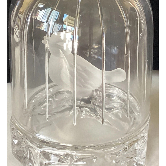 HOFBAUER Crystal Frosted Bird in Glass Cage Dome Byrdes Coll. Art Paperweight - Picture 3 of 9